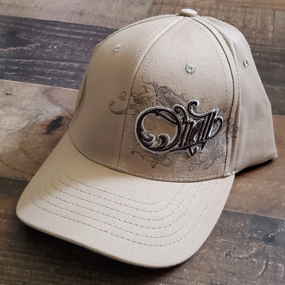 New O'Neill Mens Tan Script Logo Embroidered Ball Cap Fitted Hat